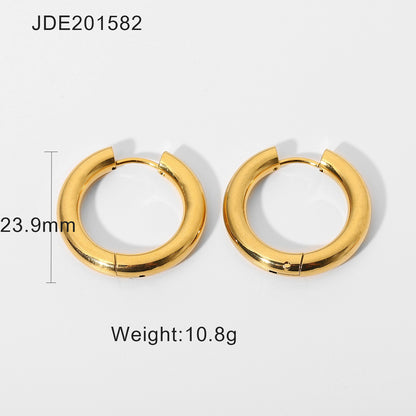 Circle Plating Stainless Steel No Inlaid Gold Plated Earrings