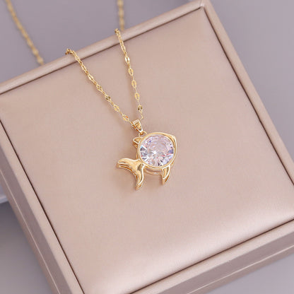 Wholesale New Cute Fish Pendent Zircon 18k Gold Necklace Gooddiy