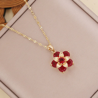 Wholesale New Multi-layer Flower Zircon Copper Necklace Gooddiy