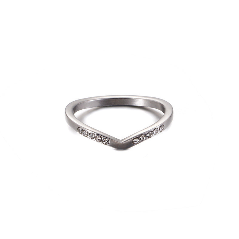 Wholesale Fashion V-shaped Full Diamond Stainless Steel Ring Gooddiy