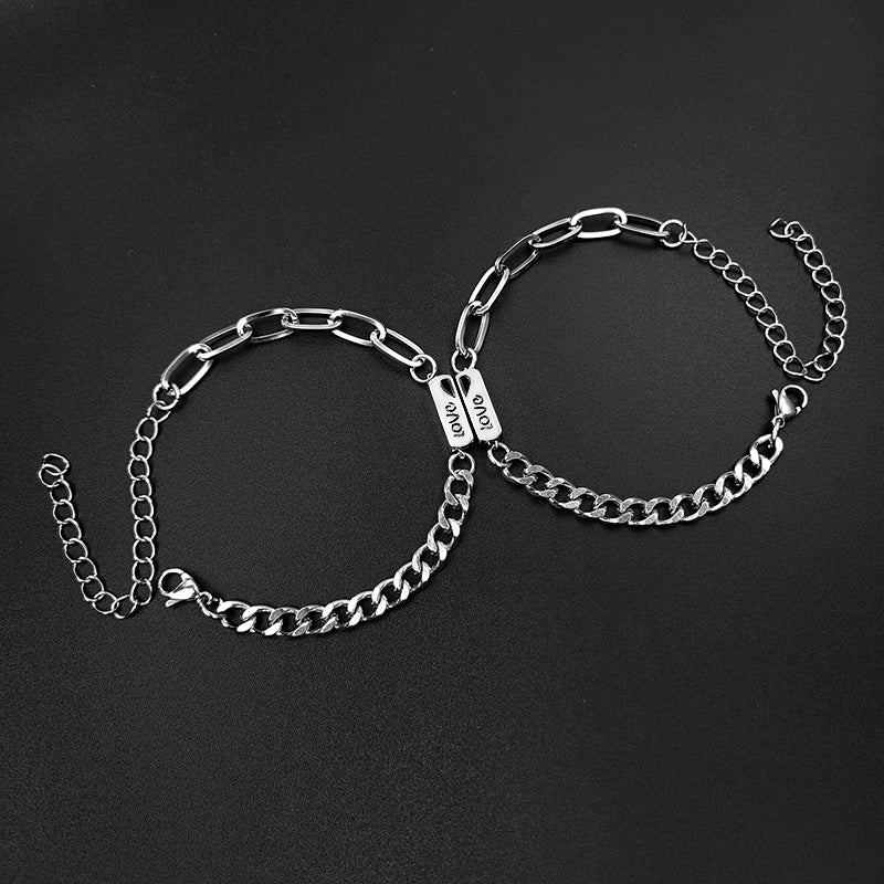 Stainless Steel Sun Moon Letter Simple Couple Bracelet A Pair Jewelry Wholesale Gooddiy