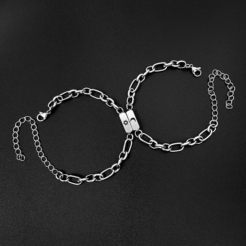 Stainless Steel Sun Moon Letter Simple Couple Bracelet A Pair Jewelry Wholesale Gooddiy