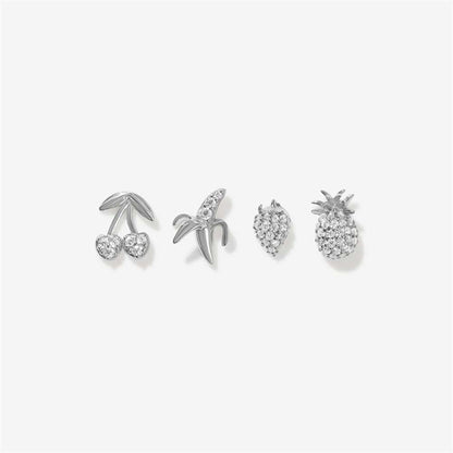 Wholesale Alloy Diamond Cherry Pineapple Banana Earrings Set Gooddiy