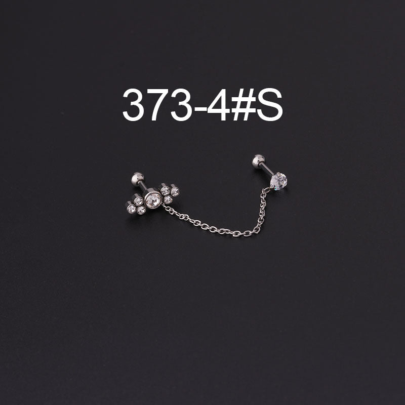 Fashion Printing Stainless Steel Artificial Gemstones Earrings Ear Studs