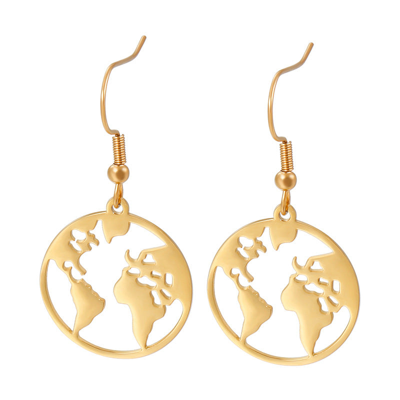 Wholesale Stainless Steel Hollow Map Earrings Gooddiy