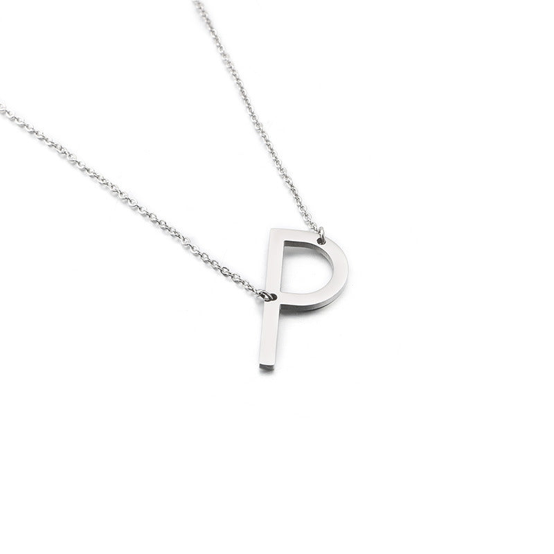 Wholesale New Style 26 English Letters Titanium Steel Clavicle Necklace Gooddiy