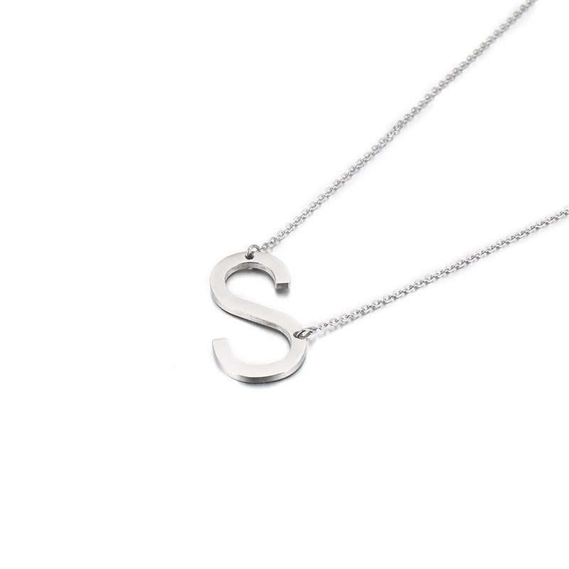 Wholesale New Style 26 English Letters Titanium Steel Clavicle Necklace Gooddiy