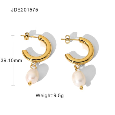 Fashion Geometric Plating Stainless Steel Pearl Gold Plated Earrings