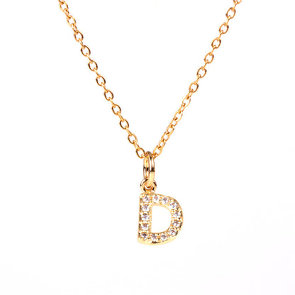 Fashion Letter Stainless Steel Diamond Necklace