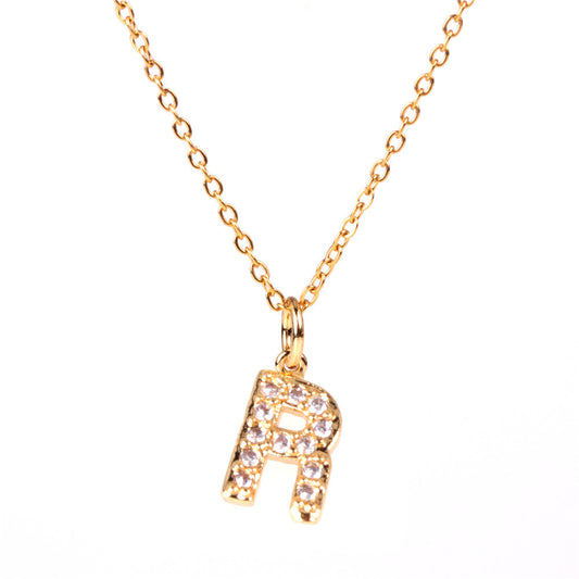 Fashion Letter Stainless Steel Diamond Necklace