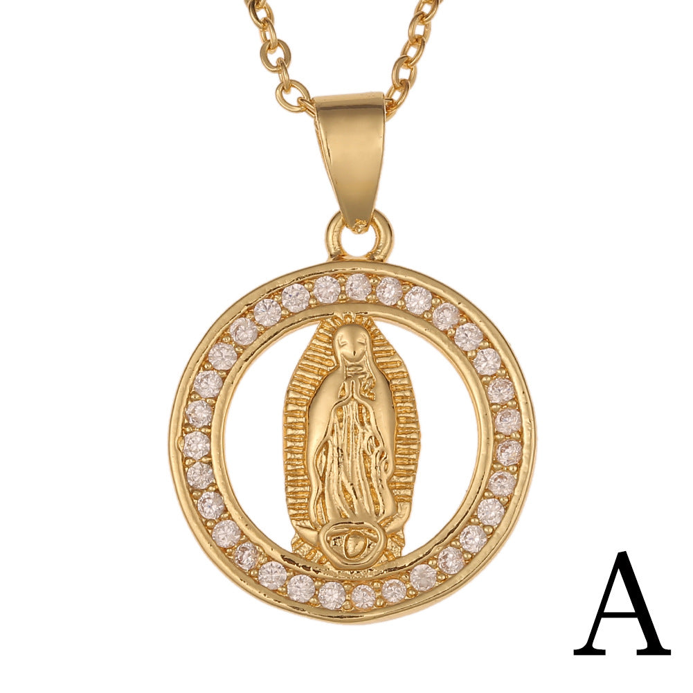 New 18k Gold Virgin Mary Pendant Copper Necklace Wholesale Gooddiy