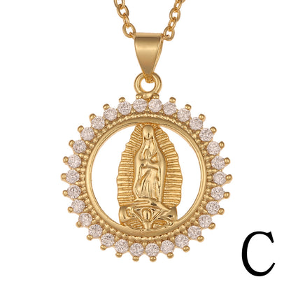 New 18k Gold Virgin Mary Pendant Copper Necklace Wholesale Gooddiy