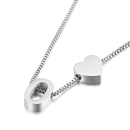 Europe And America Cross Border New Fashion All-match Peach Heart 26 Letters Love Letter Titanium Steel Necklace Supply Wholesale