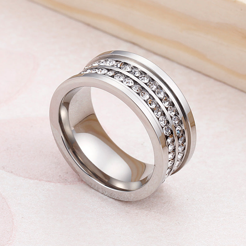 Fashion Stainless Steel Double Row Zircon Ring Wholesale Gooddiy