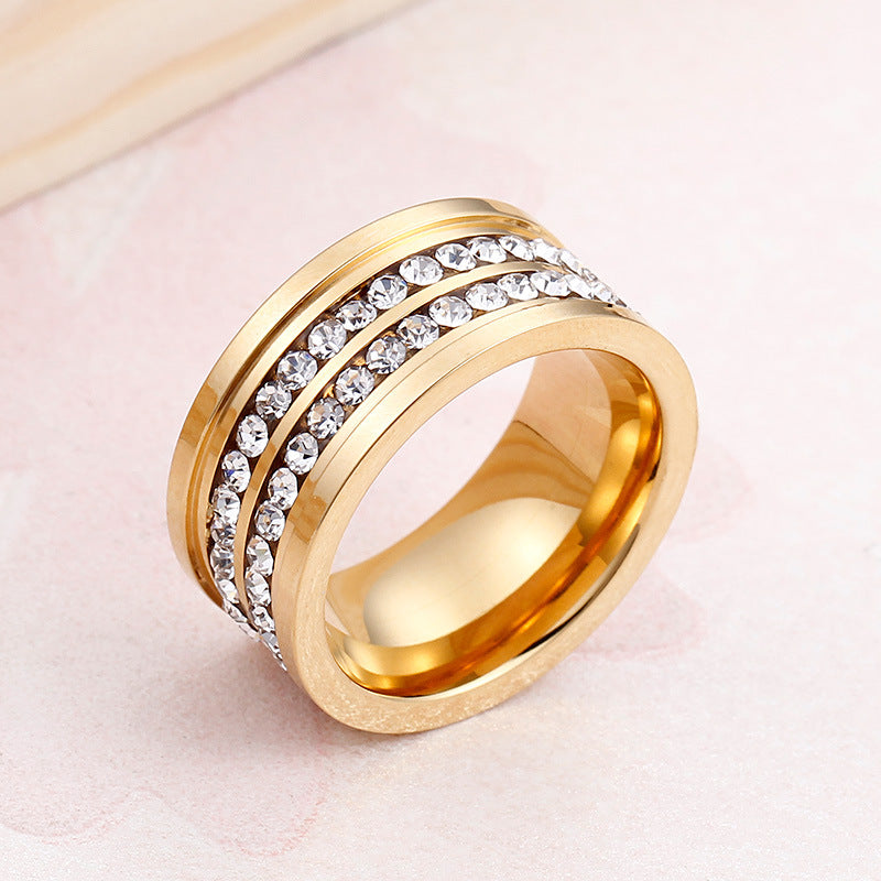 Fashion Stainless Steel Double Row Zircon Ring Wholesale Gooddiy