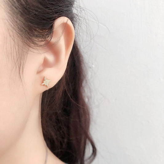 Fashion Star Sterling Silver Inlay Zircon Ear Studs 1 Pair