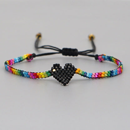 Diamond-studded Heart Shape Eye Miyuki Bead Bracelet Set Wholesale Jewelry Gooddiy