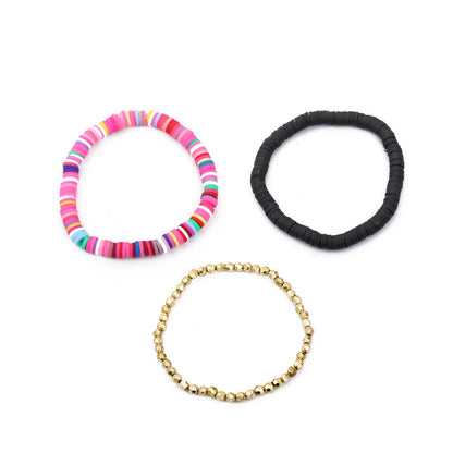 Color Beaded Soft Ceramic Bohemian Style Bracelet Three-piece Set Wholesale Jewelry Gooddiy