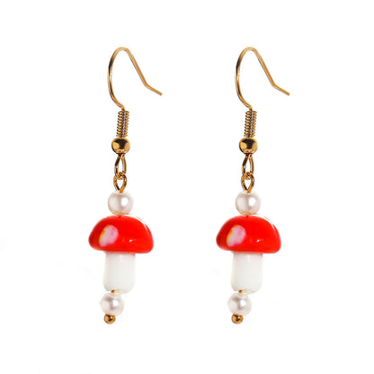 Ins Style Retro Mushroom No Inlaid Earrings