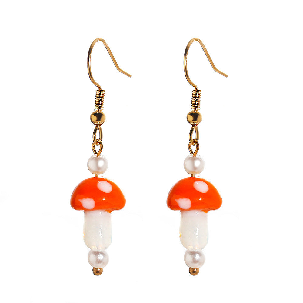 Ins Style Retro Mushroom No Inlaid Earrings