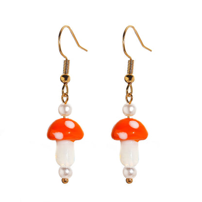 Ins Style Retro Mushroom No Inlaid Earrings