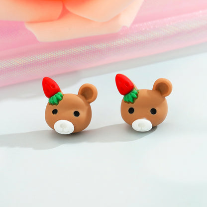 Cartoon Animal Deer Cow Rabbit Resin Earrings Wholesale Gooddiy