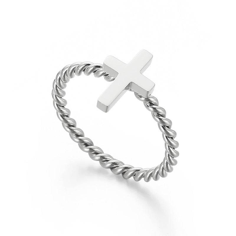 Creative Solid Color Cross Twist Titanium Steel Ring Wholesale Gooddiy