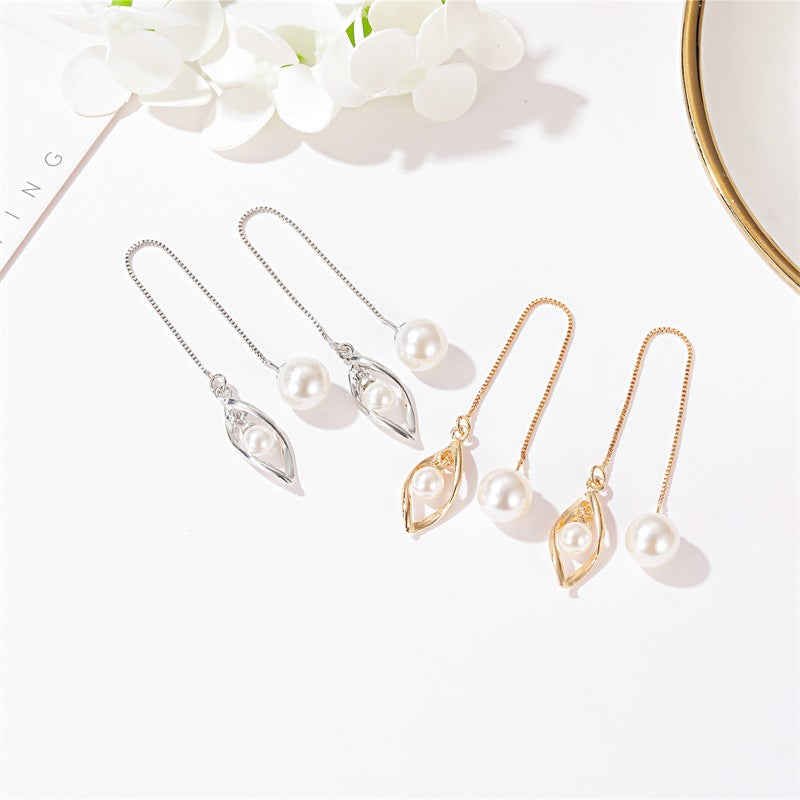 New Tassel  Simple Fashion Twisted Ear Line All-match Long Pearl Earrings Wholesale Gooddiy