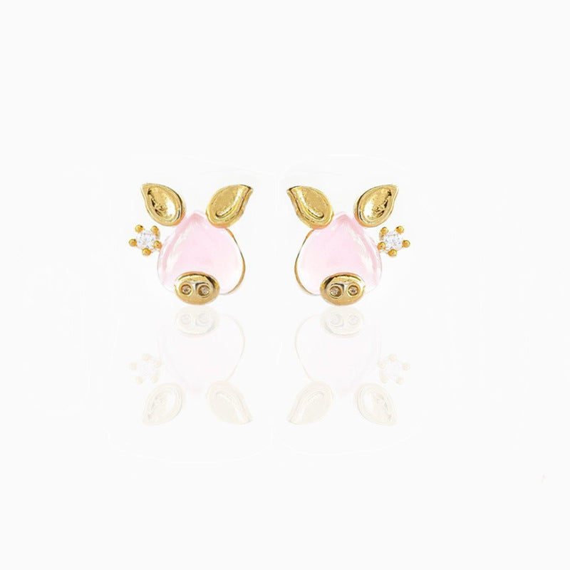 Fashion Animal Brass Artificial Gemstones Earrings Ear Studs