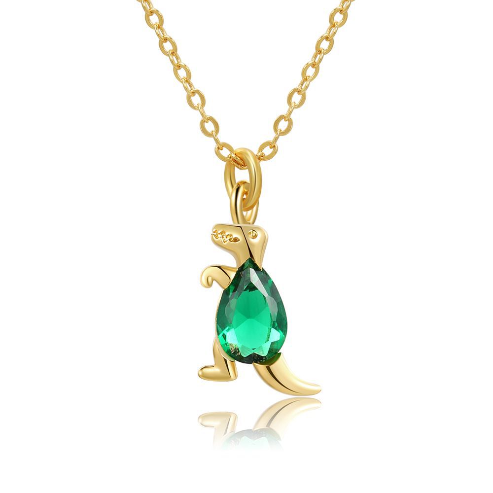 18k Popular Small Animal Element Dinosaur Inlaid Zircon Copper Necklace Wholesale Gooddiy