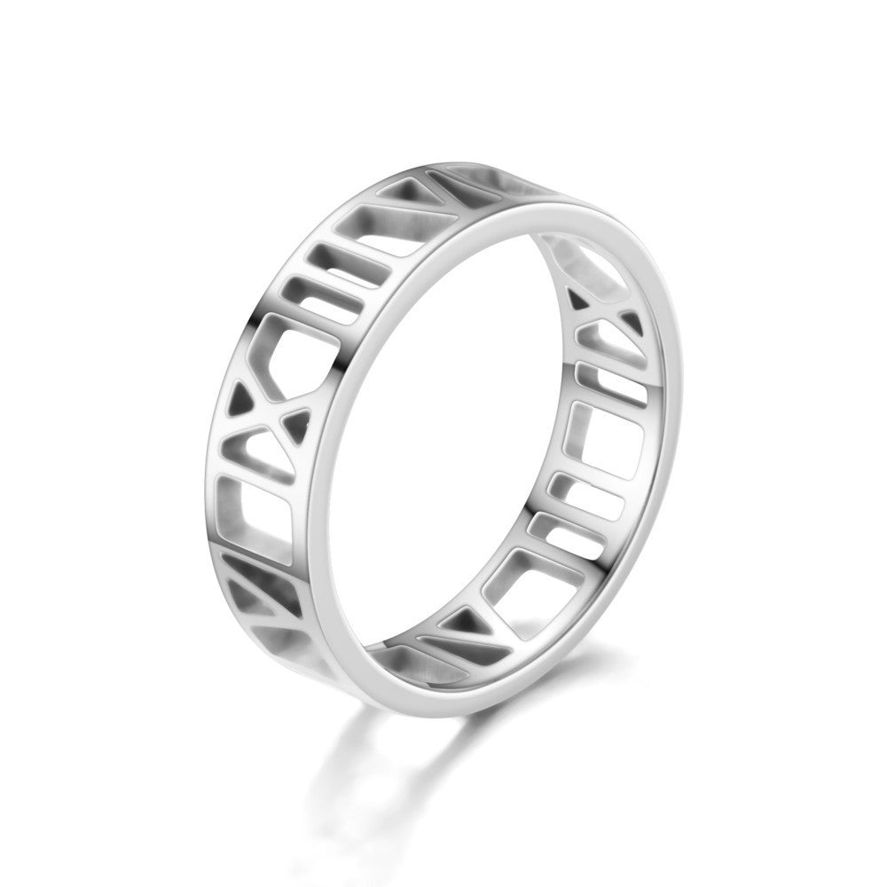 New Simple Stainless Steel Roman Cut Ring Wholesale Gooddiy