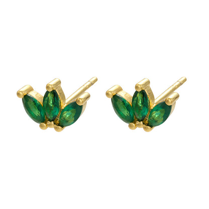 Retro Geometric Green Gemstones Diamond Copper Earrings Wholesale Gooddiy