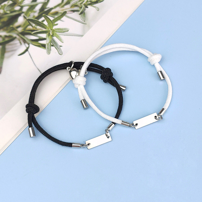 Wholesale Jewelry Heart-shaped Magnets Stainless Steel Couple Bracelet A Pair Set Gooddiy