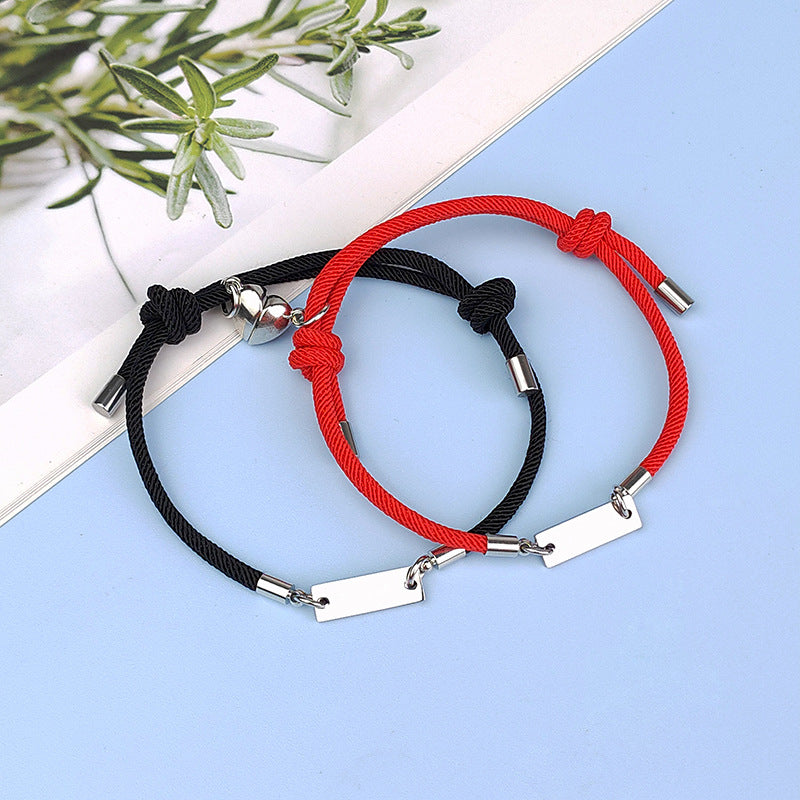 Wholesale Jewelry Heart-shaped Magnets Stainless Steel Couple Bracelet A Pair Set Gooddiy