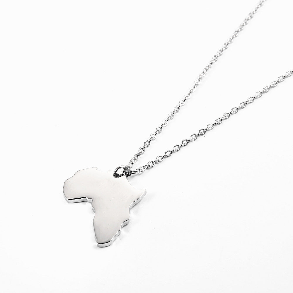 18k Fashion Simple Africa Map Stainless Steel Necklace Wholesale Gooddiy