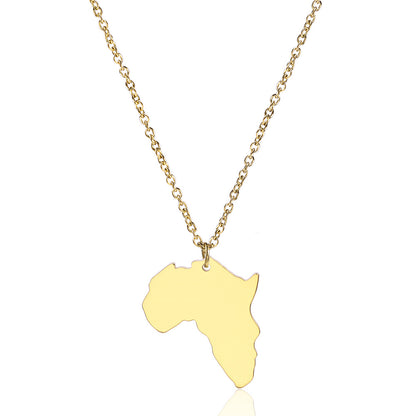 18k Fashion Simple Africa Map Stainless Steel Necklace Wholesale Gooddiy