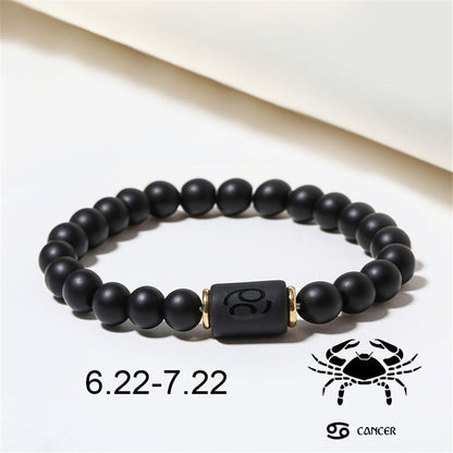 Wholesale Jewelry 12 Constellation Pattern Black Frosted Agate Beaded Bracelet Gooddiy