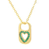 Retro Hollow Lock Heart Micro-inlaid Zircon Copper Necklace Wholesale Gooddiy