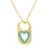 Retro Hollow Lock Heart Micro-inlaid Zircon Copper Necklace Wholesale Gooddiy