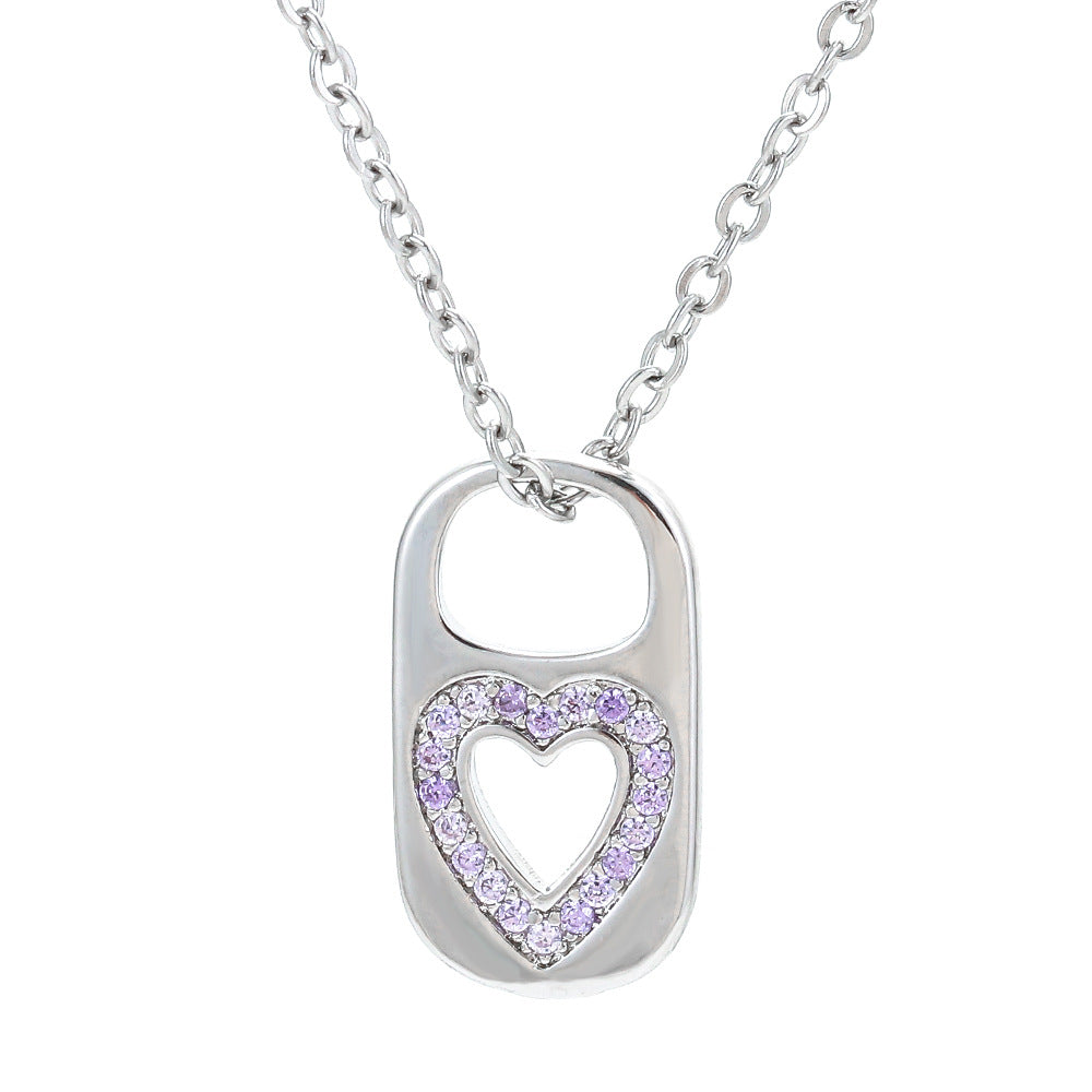 Retro Hollow Lock Heart Micro-inlaid Zircon Copper Necklace Wholesale Gooddiy