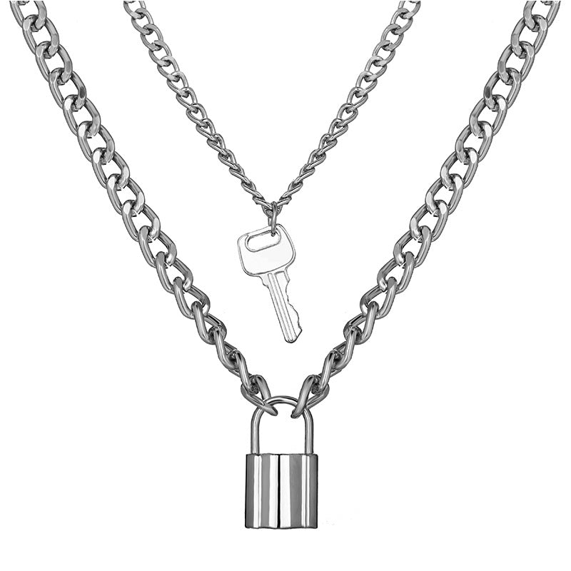 New Fashion Style Creative Key Lock Pendant Four-layer Necklace