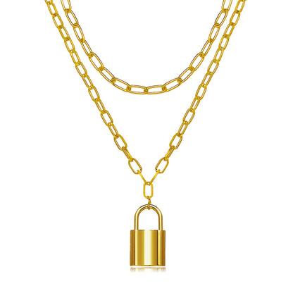 New Fashion Style Creative Key Lock Pendant Four-layer Necklace