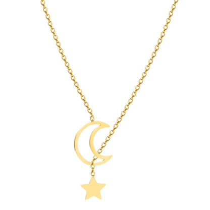 Fashion Star Moon Pendant Titanium Steel Necklace Wholesale Gooddiy