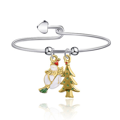 European And American New Christmas Reindeer Santa Claus Christmas Tree Candy Pendant Bracelet Women's Christmas Series Bracelet