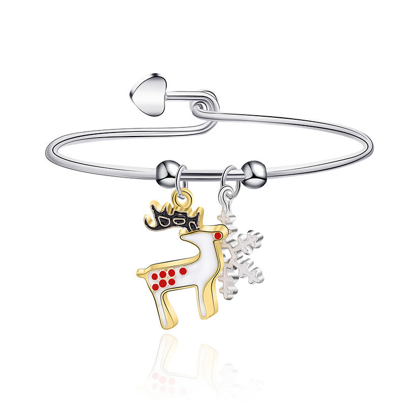 European And American New Christmas Reindeer Santa Claus Christmas Tree Candy Pendant Bracelet Women's Christmas Series Bracelet