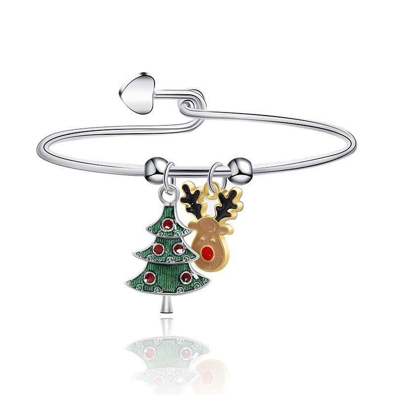 European And American New Christmas Reindeer Santa Claus Christmas Tree Candy Pendant Bracelet Women's Christmas Series Bracelet