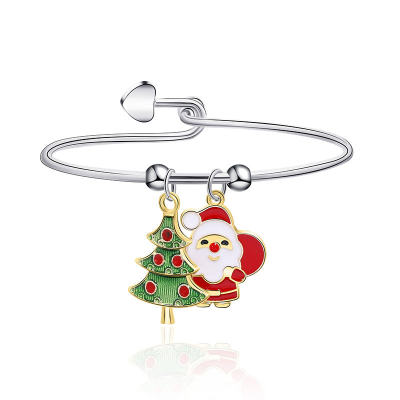 European And American New Christmas Reindeer Santa Claus Christmas Tree Candy Pendant Bracelet Women's Christmas Series Bracelet