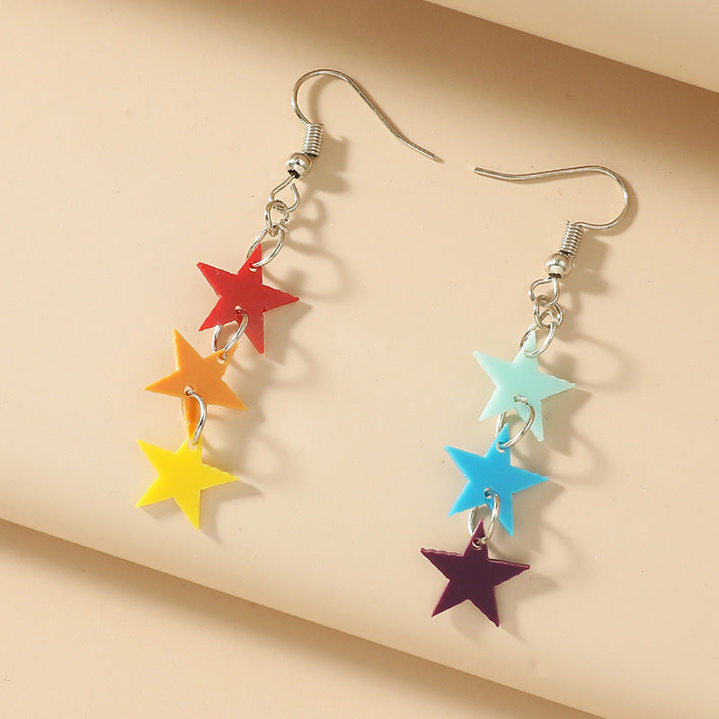 New Color Five-pointed Star Candy Color Butterfly Long Earrings Wholesale Gooddiy