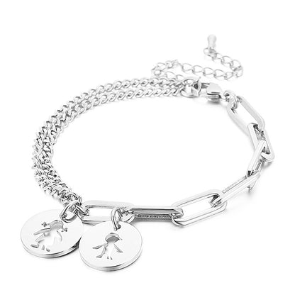 Europe And America Cross Border Round Brand Boys And Girls Hollow Pattern Bracelet Titanium Steel Women's Valentine's Day Asymmetric Bracelet Ornament