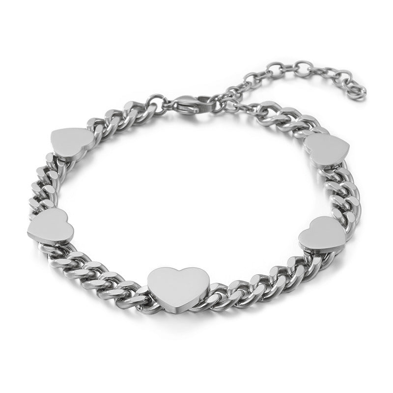 Wholesale Jewelry Heart-shaped Thick Chain Titanium Steel Bracelet Gooddiy